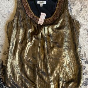 dressbarn Metallic Gold Sleeveless Blouse